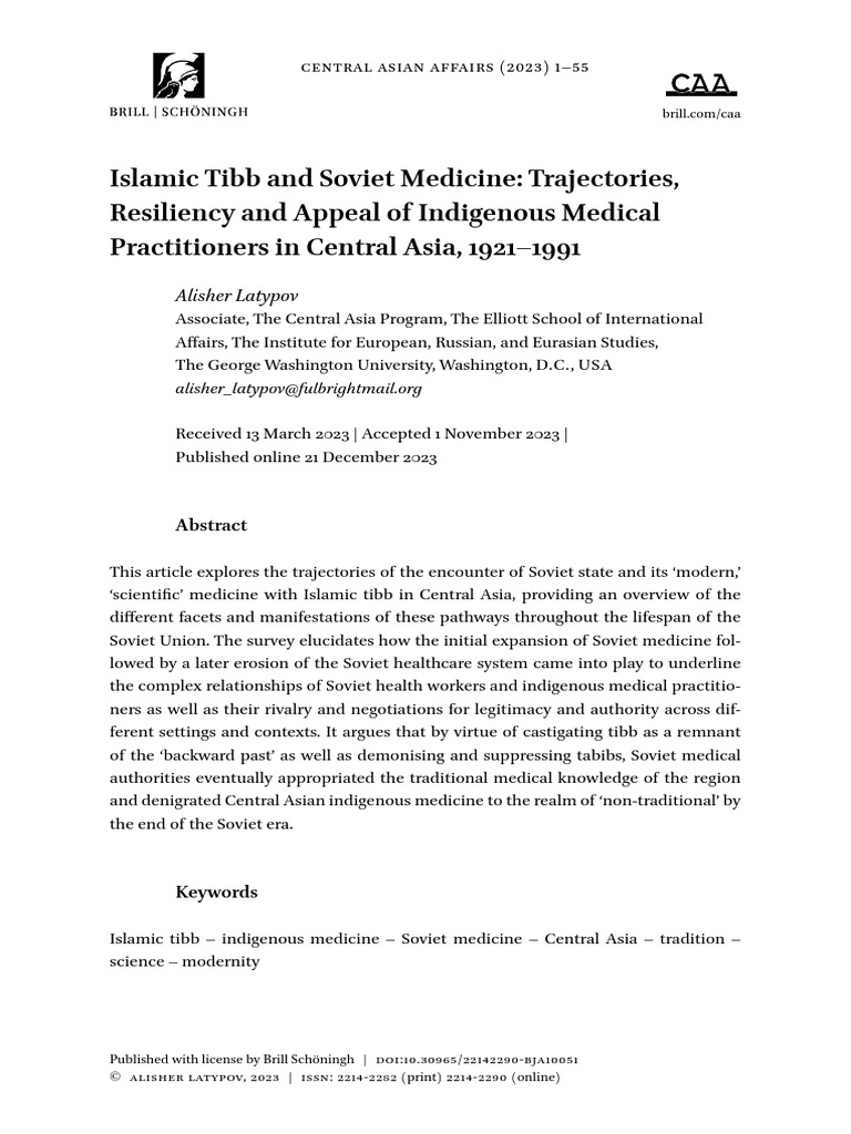 Islamic Tibb vs. Soviet Medicine in Central Asia | PDF | Central Asia ...