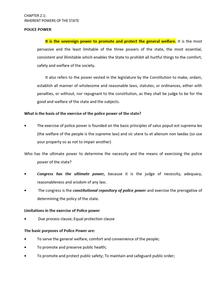3. POWERS OF THE STATE | PDF | Eminent Domain | Police Power (United ...