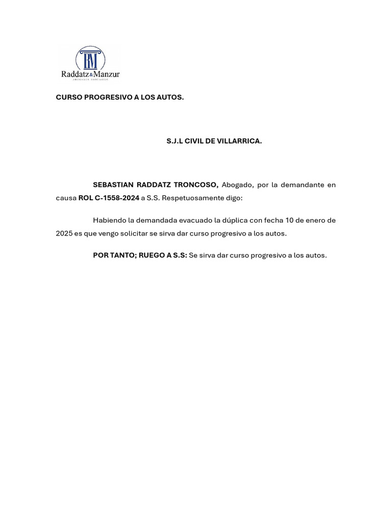 Solicitud de Curso Progresivo en Causa Civil | PDF