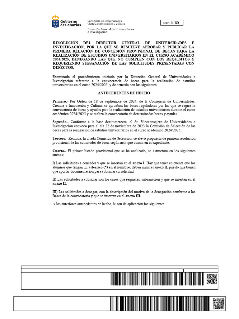 Concesión Provisional de Becas 2024/2025 | PDF | Esfera pública | Gobierno