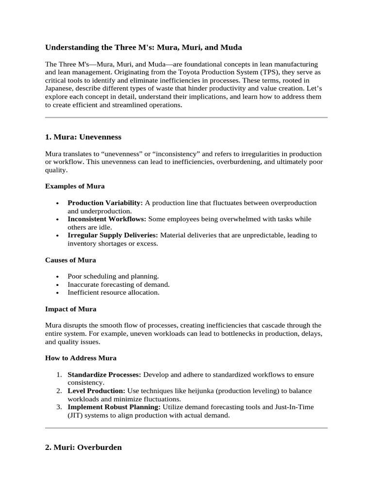 Understanding The Three M's | PDF | Lean Manufacturing | Business Process