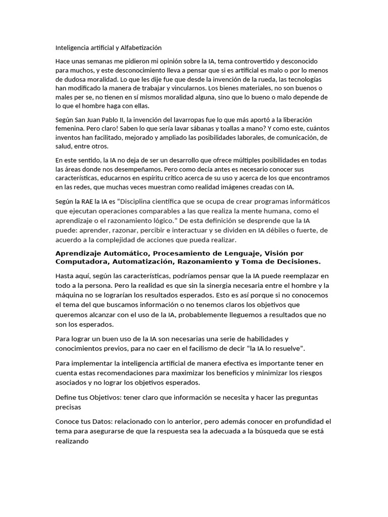 Alfabetización y Uso Ético de la IA | PDF | Inteligencia artificial ...