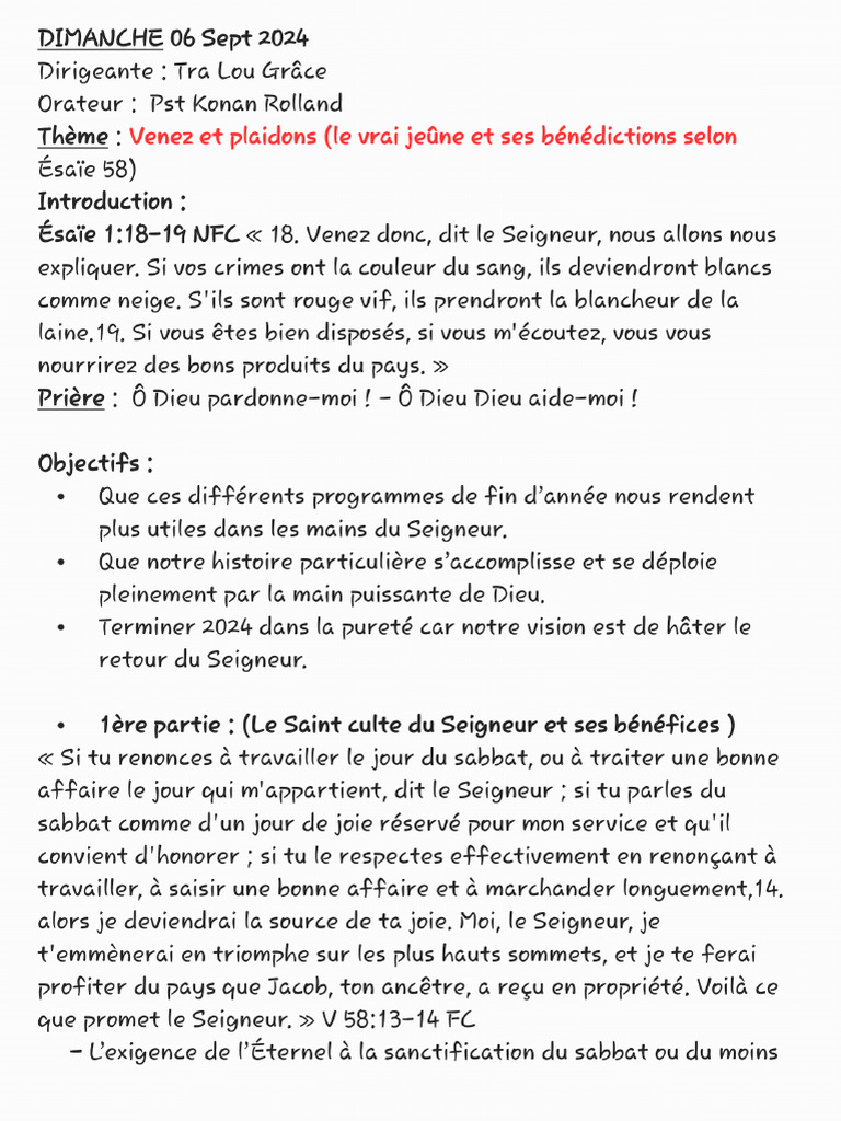 Dimanche 06 Sept 2024 Pdf