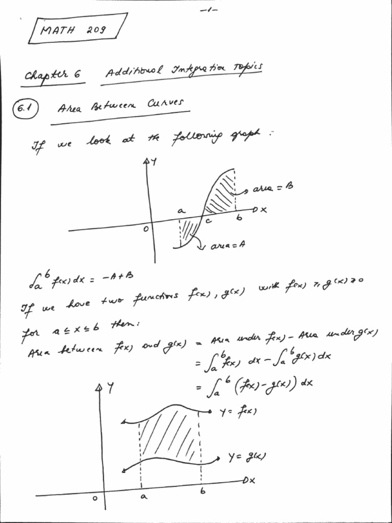 Section 6.1 Area Between Curves | PDF