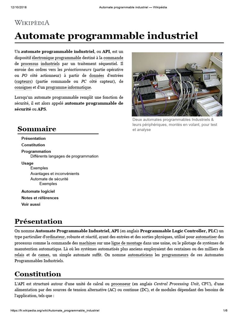Automate Programmable Industriel : Définition | PDF | Automate ...