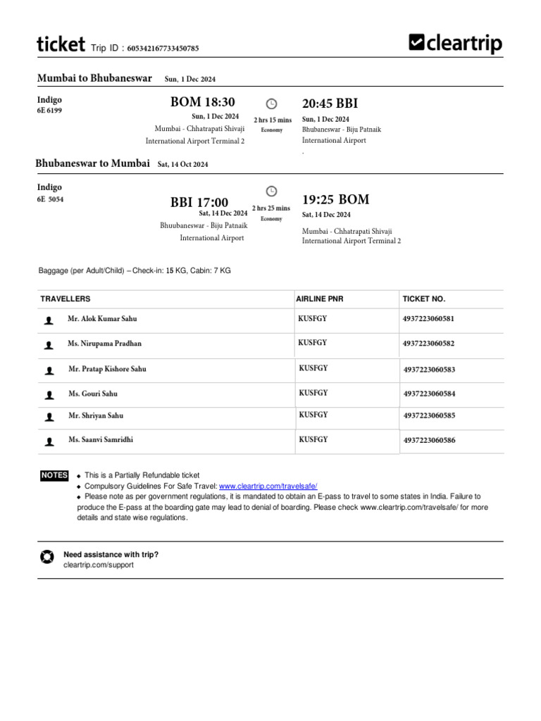 Clear Trip Flight Ticket | PDF | Aviation | Transport