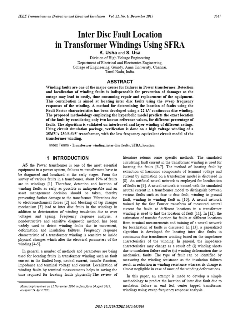 Inter Disc Fault Detection in Transformers | PDF | Transformer ...