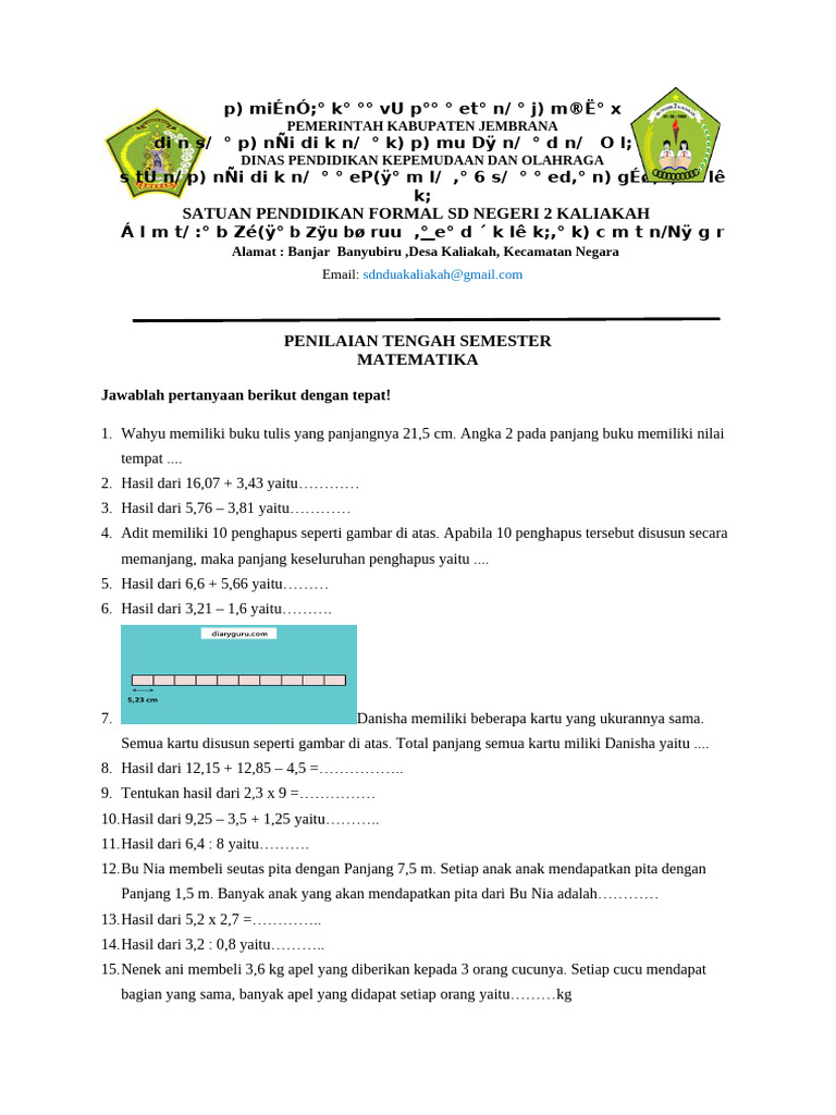 Soal Latihan Matematika Kelas 5 Kurikulum Merdeka | PDF