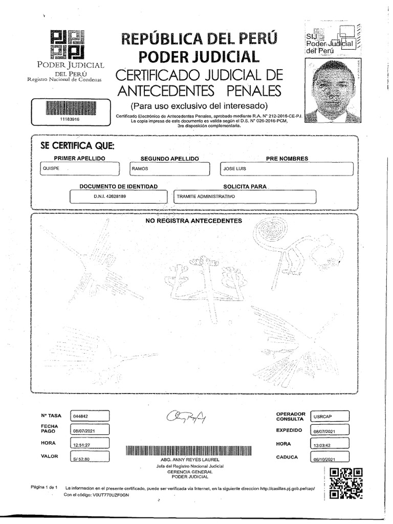 certificado antecedentes penales | PDF