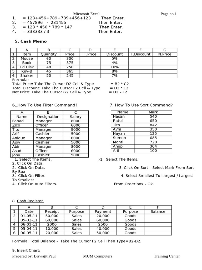 Excel Formulas and Data Management Guide | PDF | Software | Human ...