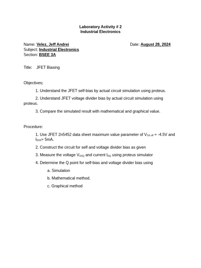 Velez Jfet Biasing | PDF