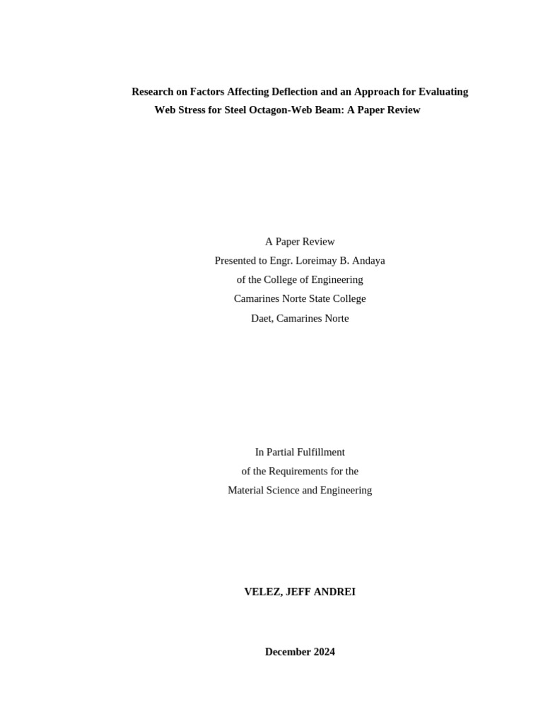 Steel Octagon-Web Beam Deflection Study | PDF | Stress (Mechanics ...