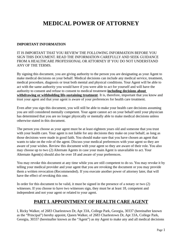 Georgia advance directive medical poa living will 2 pdf social