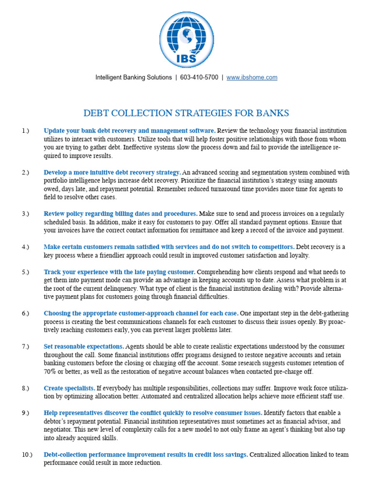 Effective Debt Collection Strategies for Banks | PDF | Debt | Banks