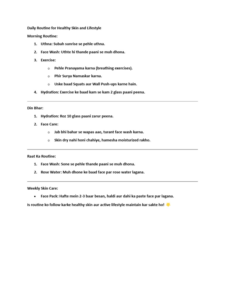 Healthy Skin Daily Routine Guide | PDF