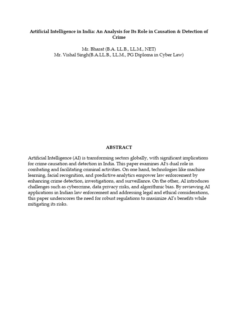 AI's Impact on Crime in India | PDF | Artificial Intelligence ...