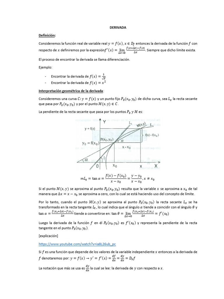 Conceptos Clave de Derivadas en Cálculo | PDF | Derivado | Función ...