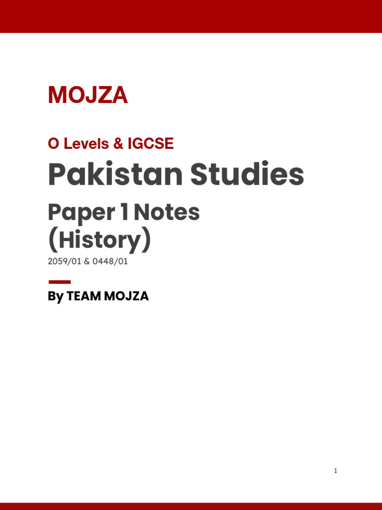 WP Contentuploads202404Mojza Pakstudies Paper 1 Notes PDF | PDF ...