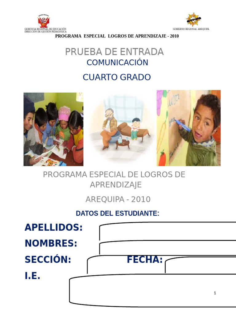 Prueba de Comunicación Cuarto Grado 2010 | PDF