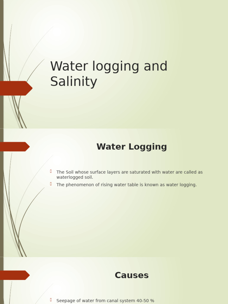 Define Water Logging And Salinity
