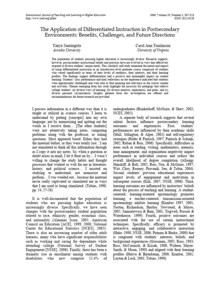 Differentiated Instruction in Higher Ed | PDF | Differentiated ...