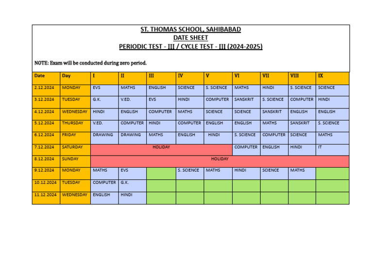 Date Sheet Pt3 | PDF