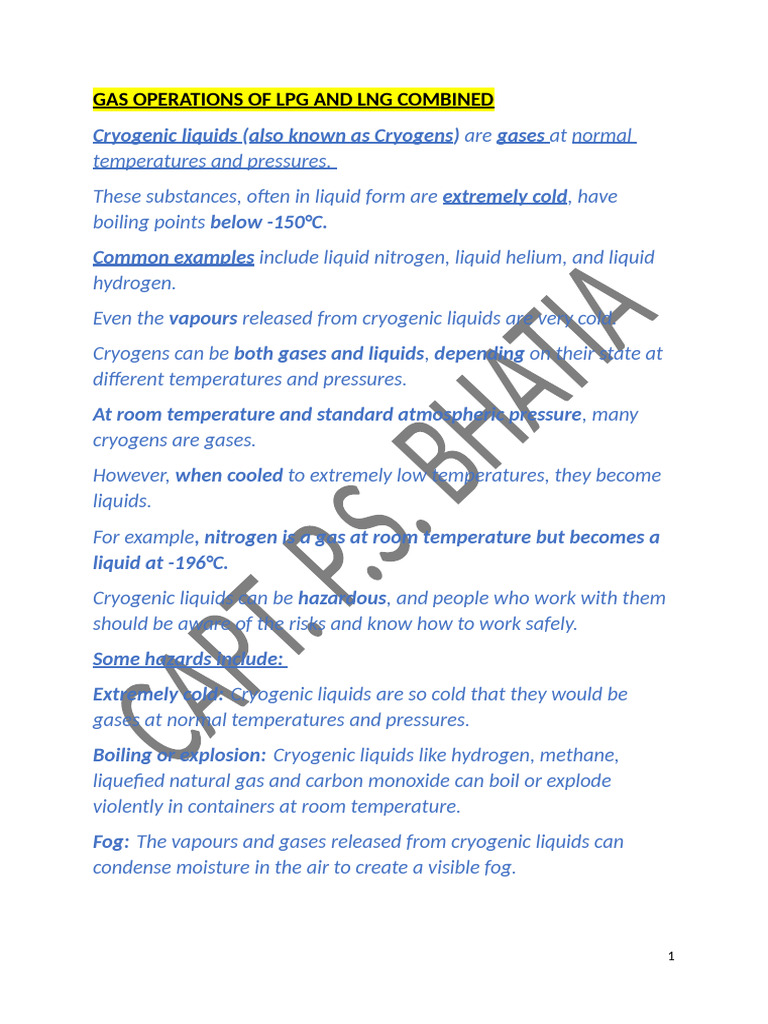 Gas Operations of LPG & LNG | PDF | Cryogenics | Liquefied Natural Gas