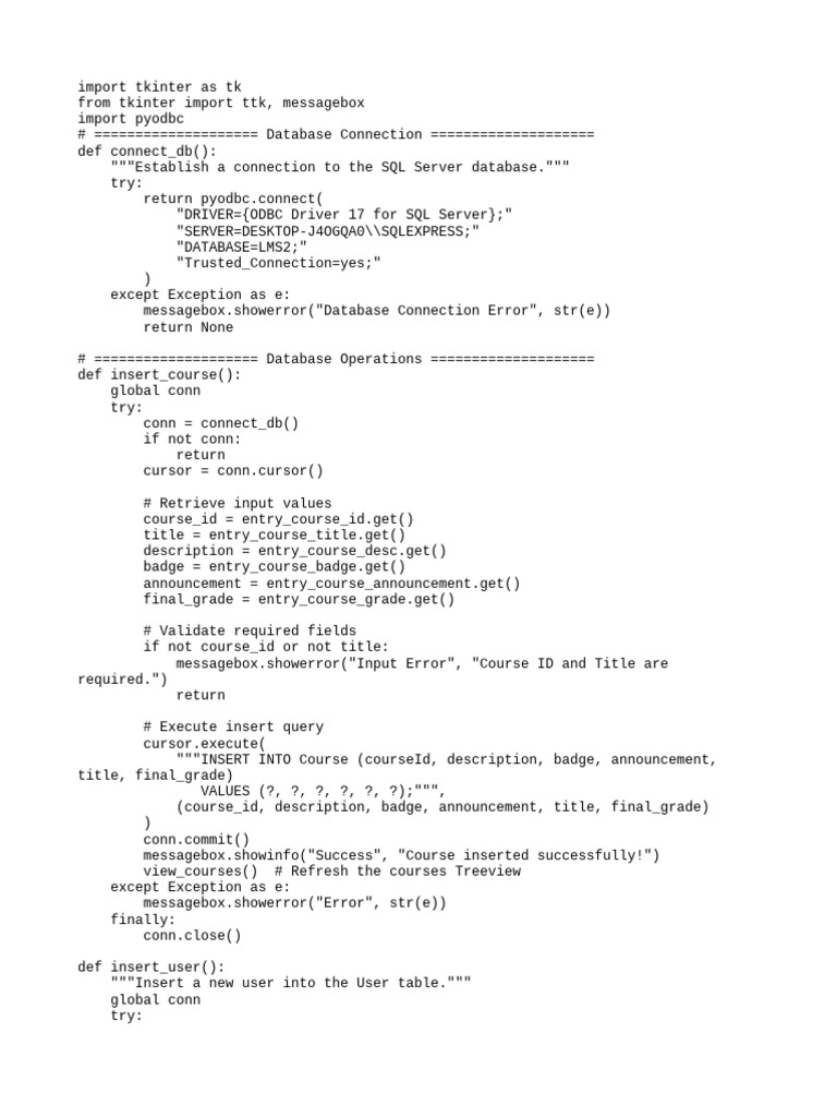 Tkinter Database Management System | PDF | Databases | Microsoft Sql Server