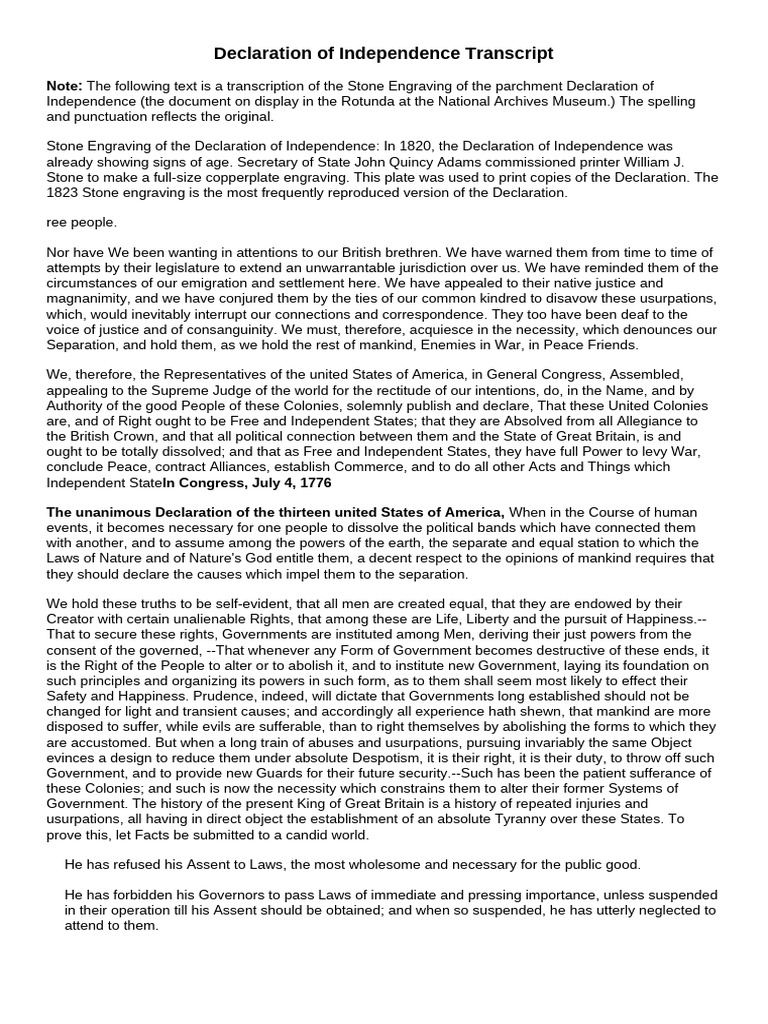 united states declaration of independence audio