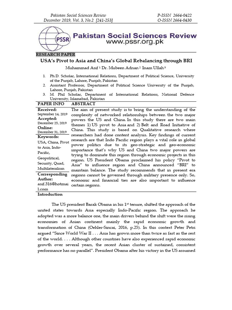 US-China Relations: Pivot to Asia & BRI | PDF | Asian Infrastructure ...