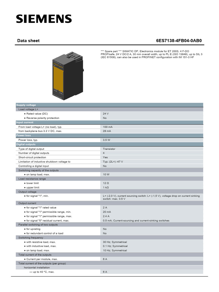 6ES71384FB040AB0 Datasheet en | PDF | Electrical Engineering ...