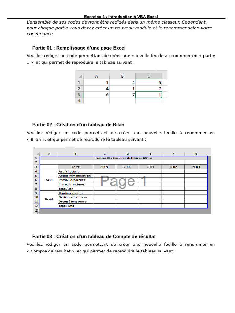 Exercice de programmation VBA Excel | PDF
