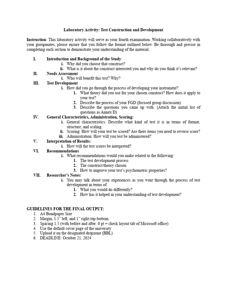 PSY 312 - Test Construction and Development (Exam 4) | PDF | Evaluation ...