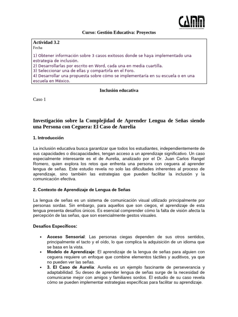 3 2 Análisis De Casos Sobre Gestión De La Inclusión En La Escuela Pdf