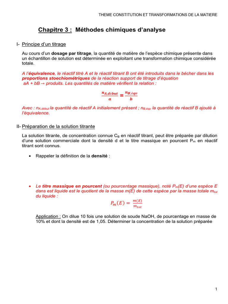 Méthodes de titrage en chimie analytique | PDF | Titrage | Chimie