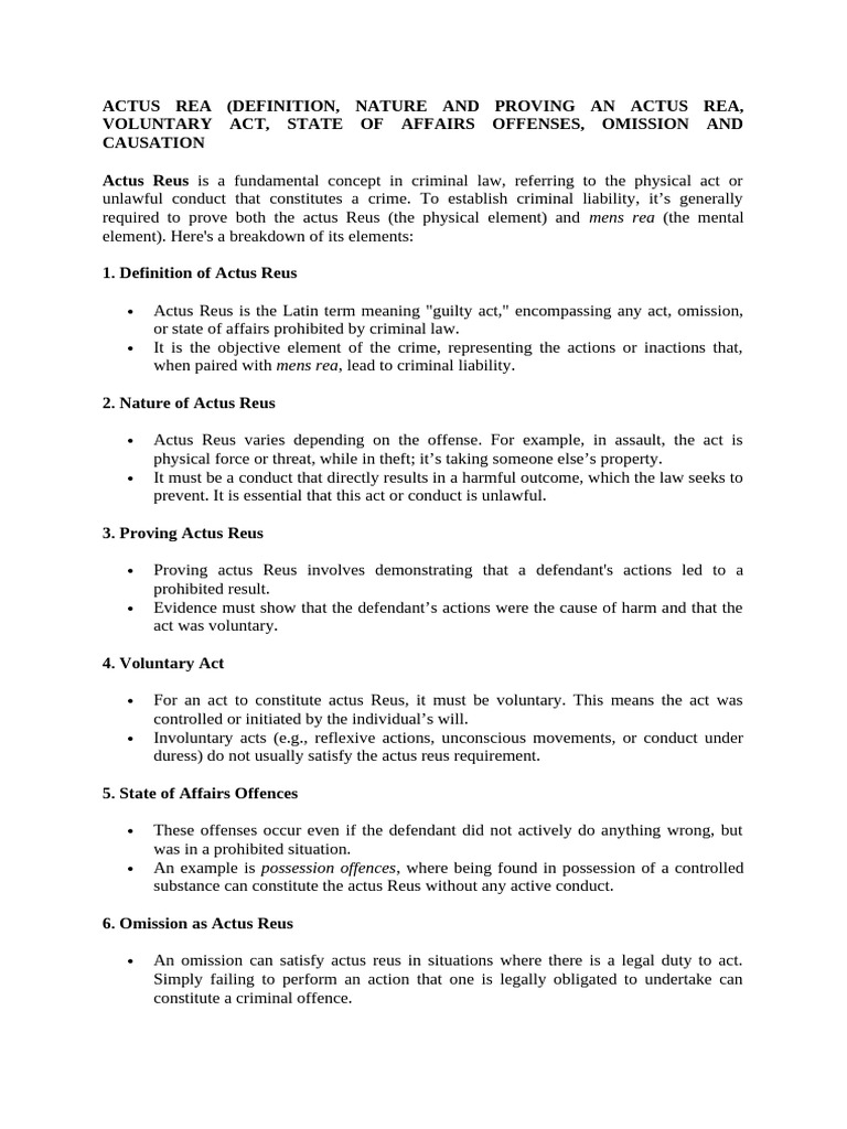 Actus Rea and Mens Rea - 102751 | PDF | Mens Rea | Intention (Criminal Law)