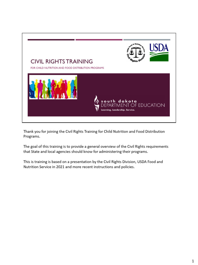 Civil Rights Training for Food Programs | PDF | Race And Ethnicity In ...