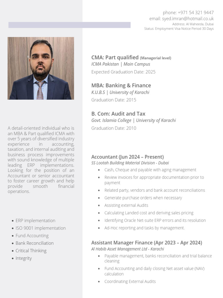 Syed Imran Accountant | PDF | Accounting | Accounts Payable