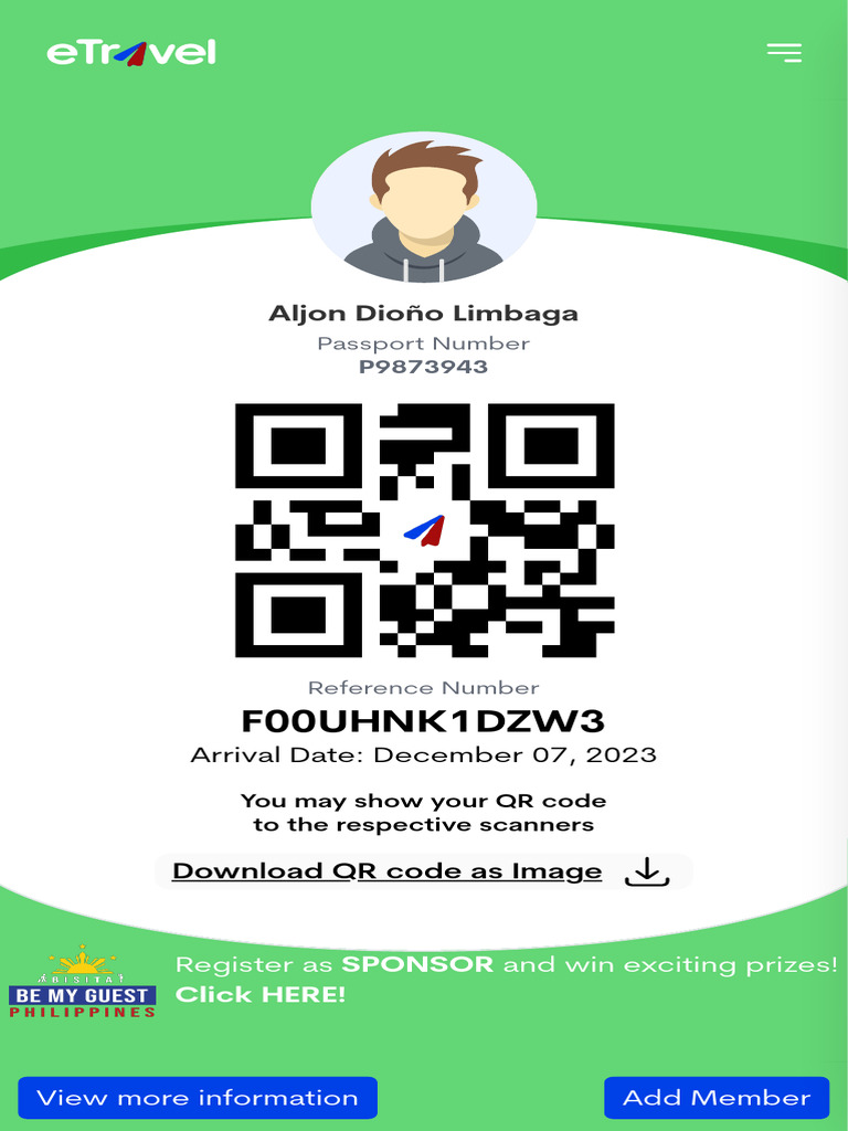 eTravel Philippines: QR Code Registration | PDF