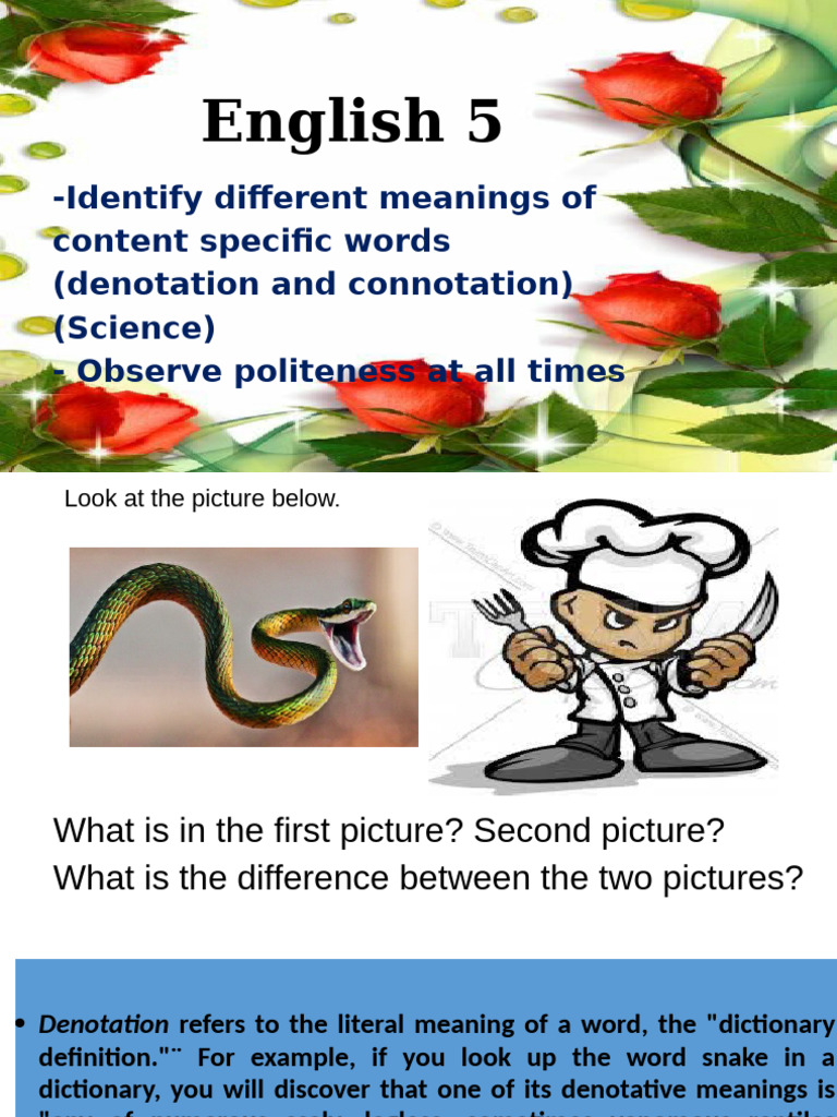 Understanding Denotation and Connotation | PDF | Connotation | Odor