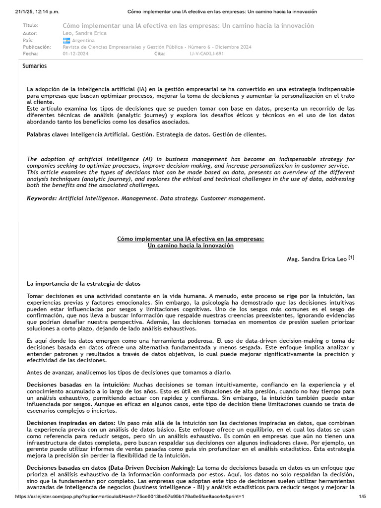 IA en Empresas: Estrategias y Desafíos | PDF | Inteligencia artificial ...