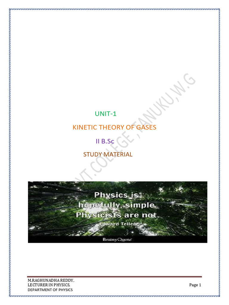 Physics Study: Kinetic Theory | PDF | Gases | Classical Mechanics