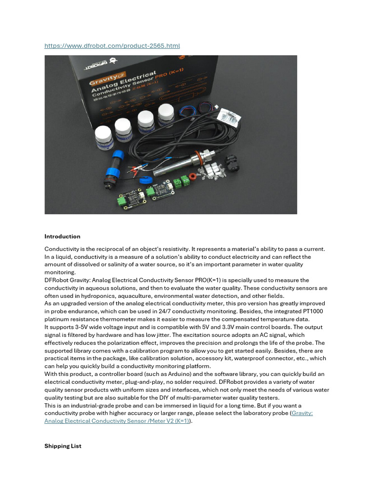 Conductivity Sensor (1) | PDF | Electrical Resistivity And Conductivity ...