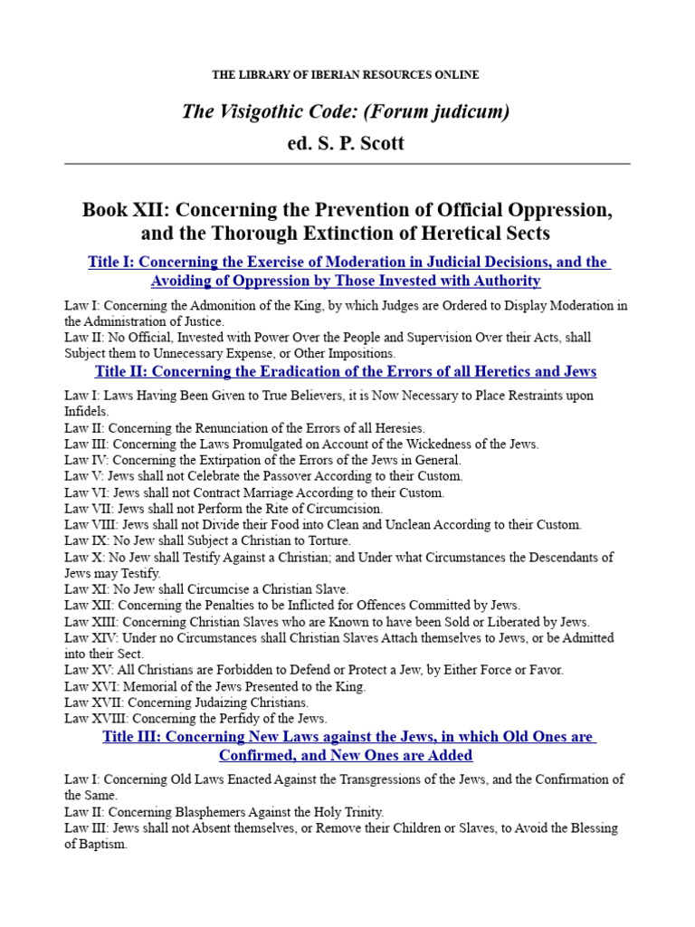 Visigothic Code on Judicial Moderation | PDF