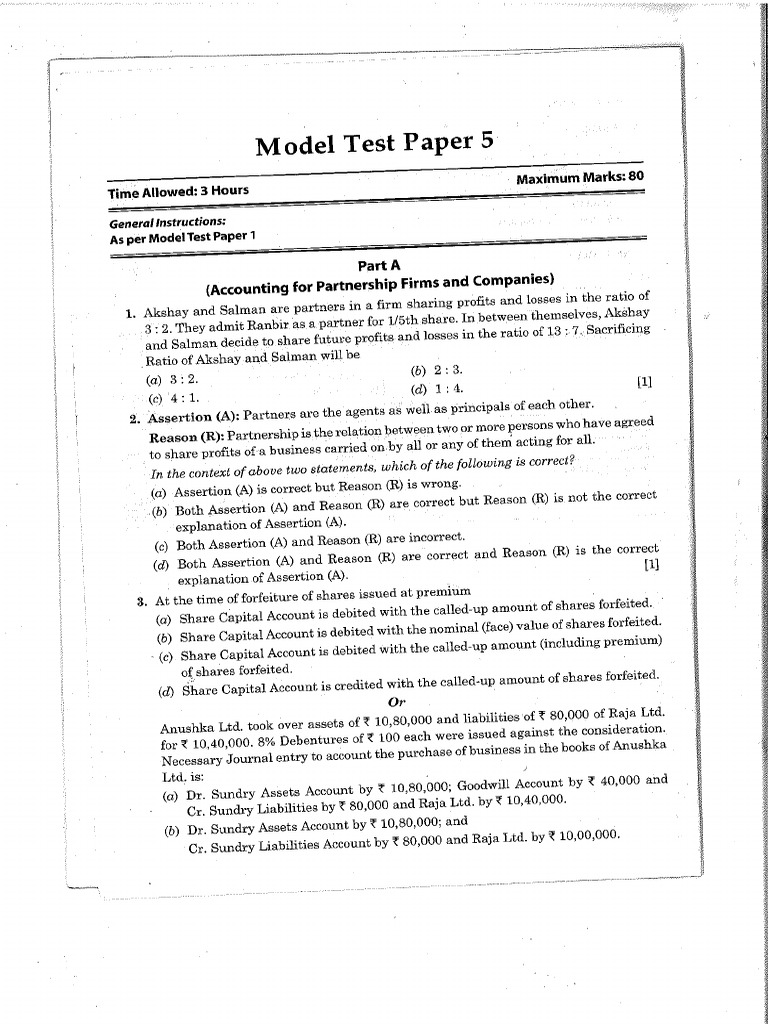 Model Test Paper 5 21.1.25 | PDF
