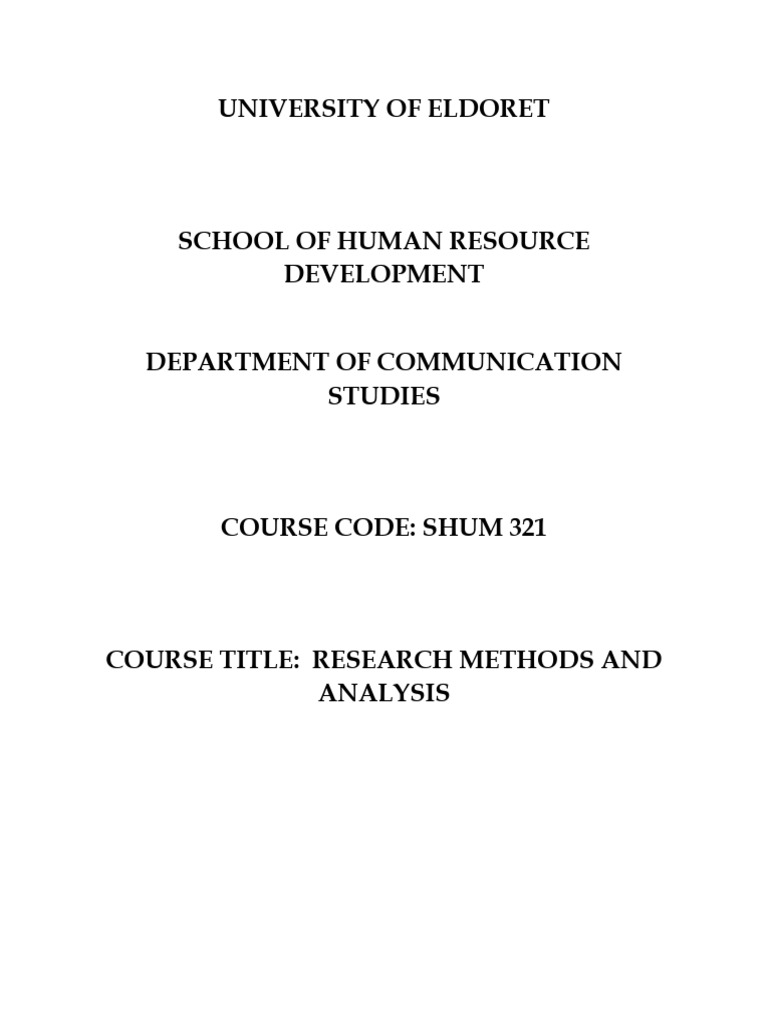 Shum 321 Research Methods and Analysis 2020 - New-1 | PDF | Primary ...