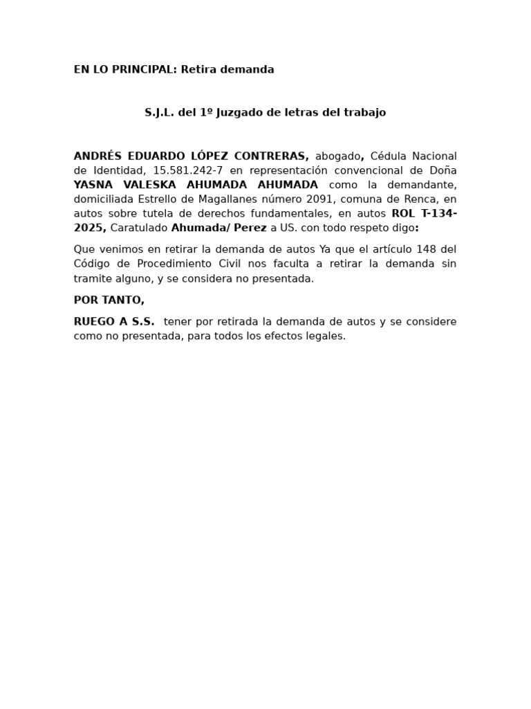 Retira Demadna T 104 2025 | PDF