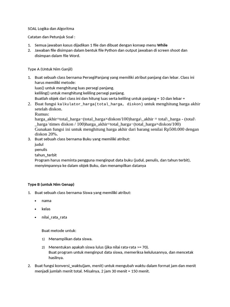 Soal Logika dan Algoritma Python | PDF
