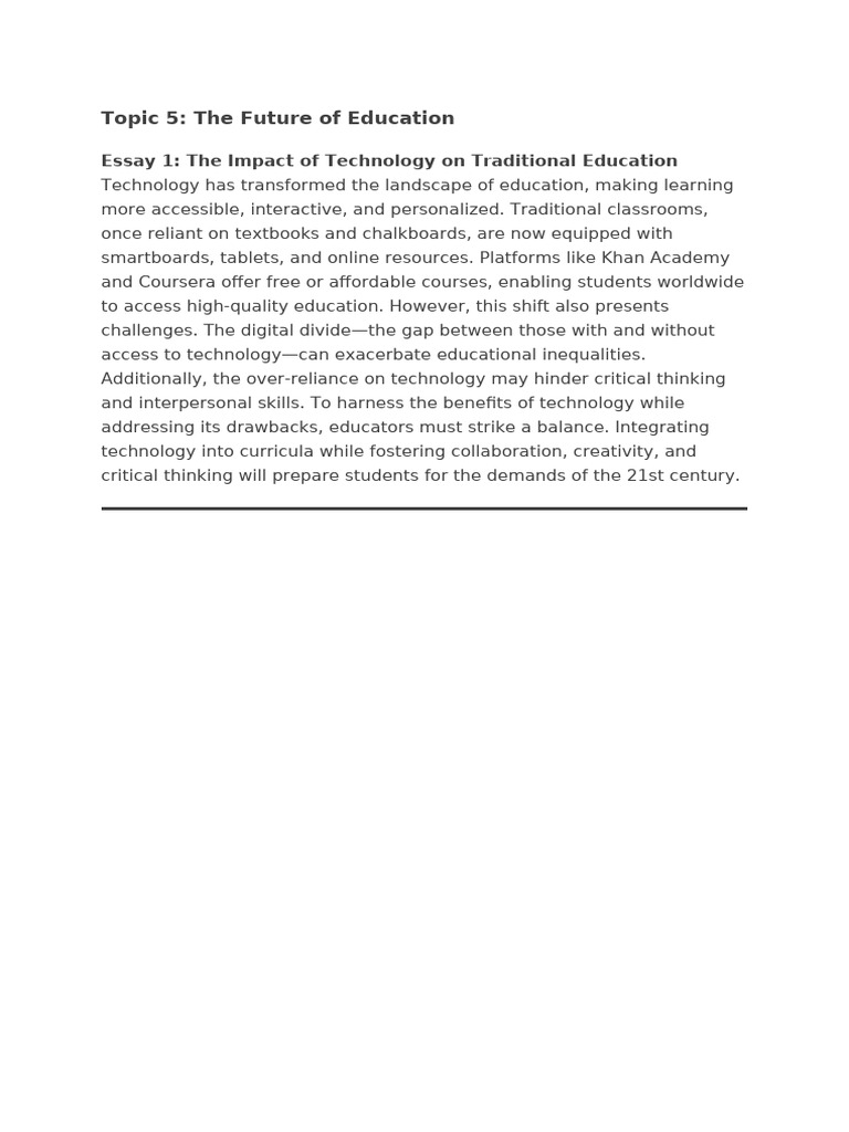 Topic 5 The Future of Education PDF