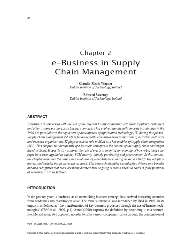 E Business in Supply Chain Management | PDF | Supply Chain Management ...